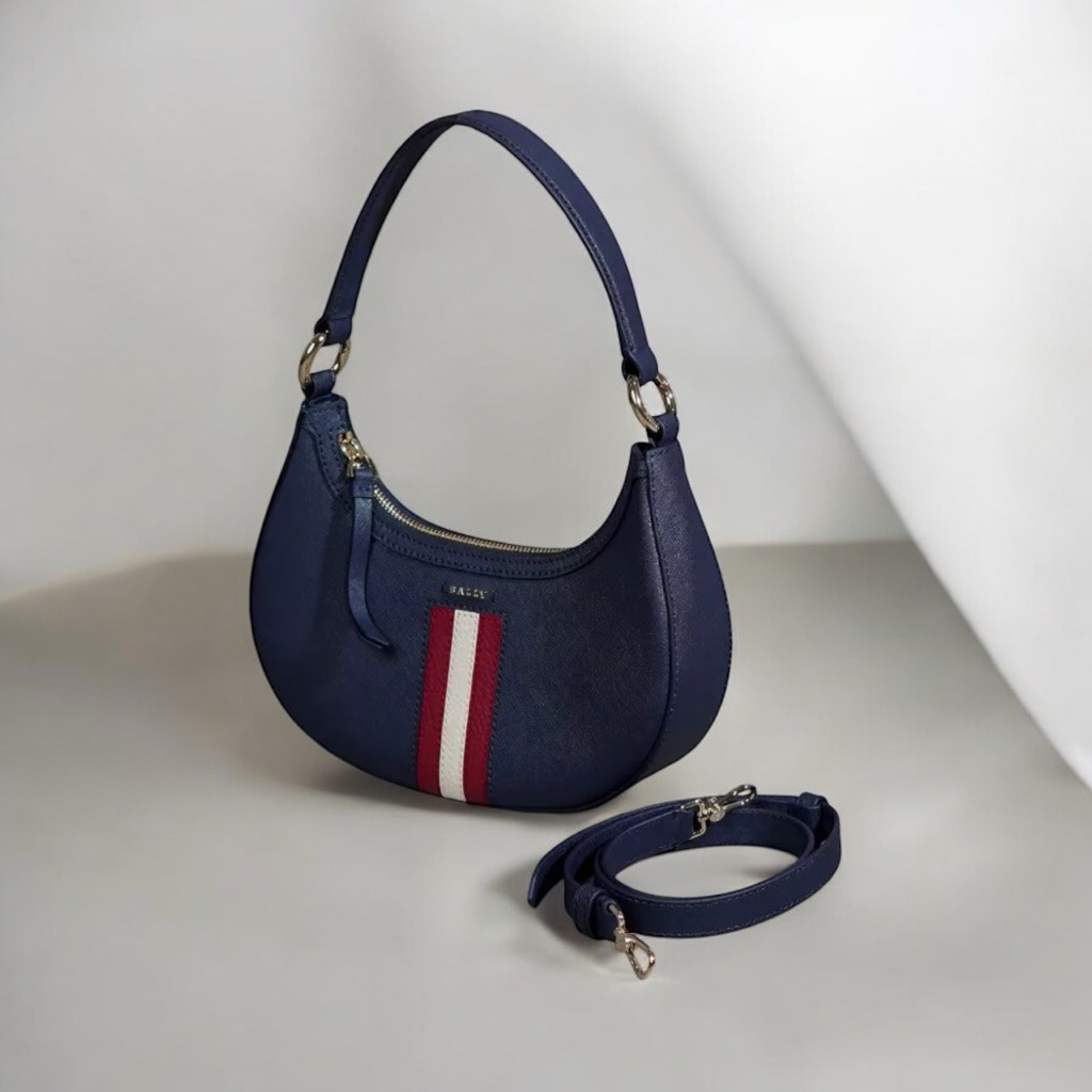 Bally sawda halfmoon bag navy / Bally bag