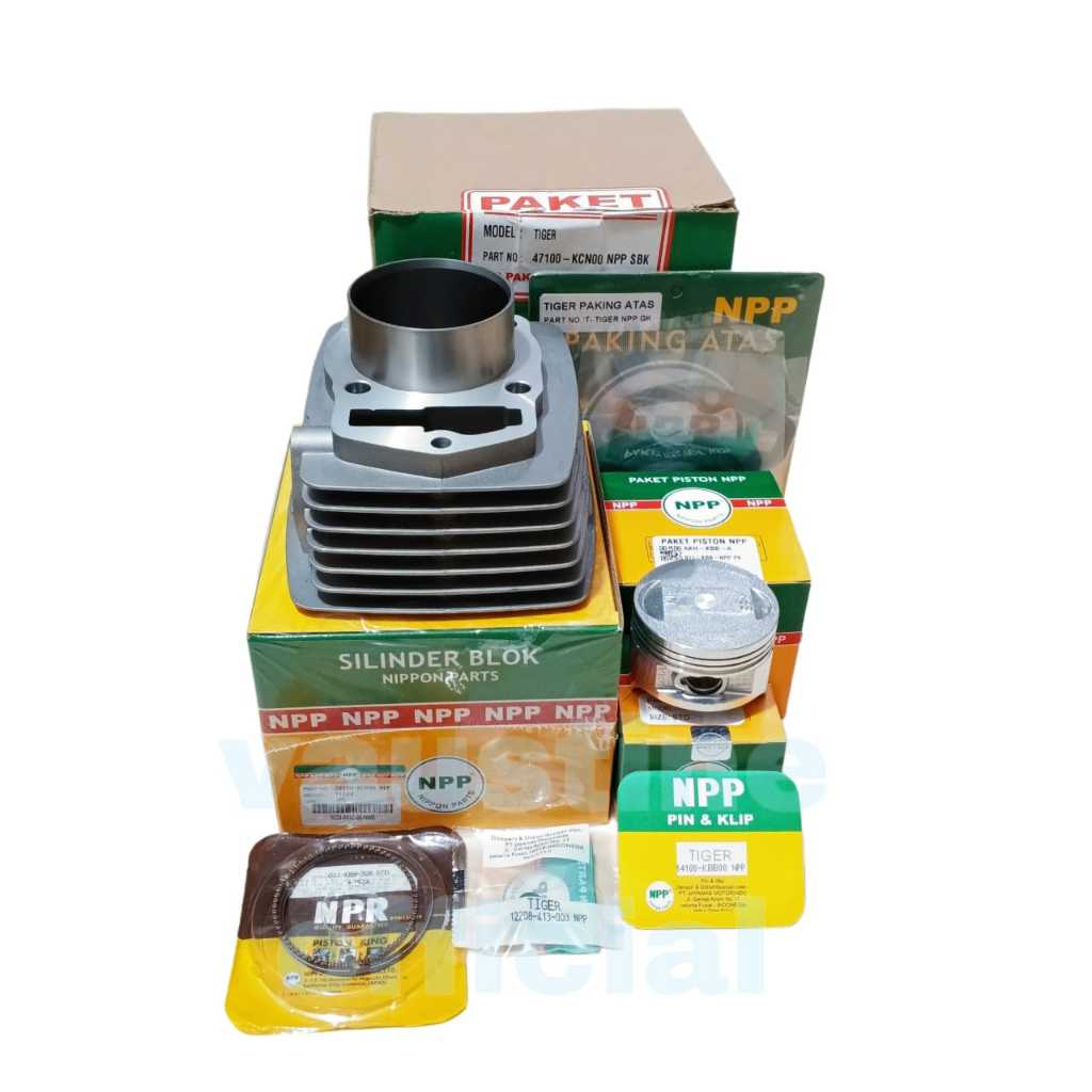 Blok seher tiger boring silinder + paking topset + piston kit + seal klep tiger Revo phantom KCN ORI
