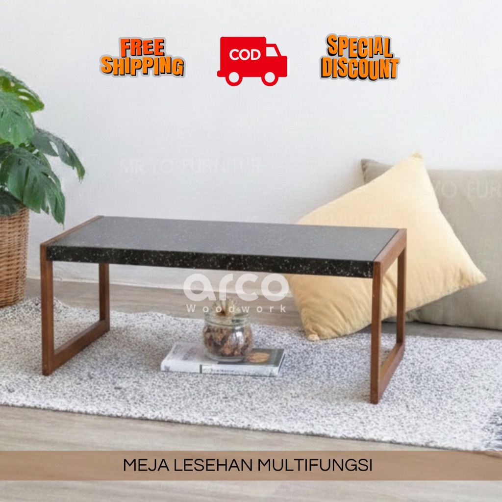 Meja Lesehan estetik serbaguna, meja belajar minimalis, meja laptop, meja kayu multifungsi