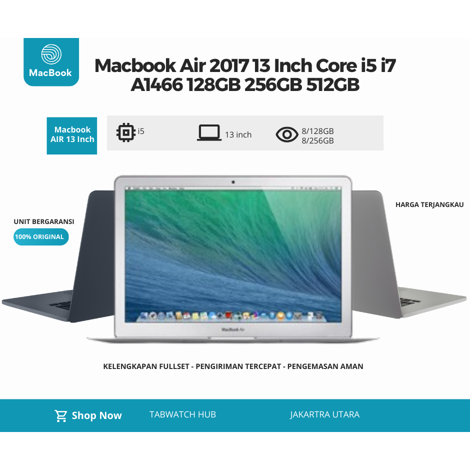 Macbook Air 2017 13 Inch Core i5 i7  A1466 128GB 256GB 512GB