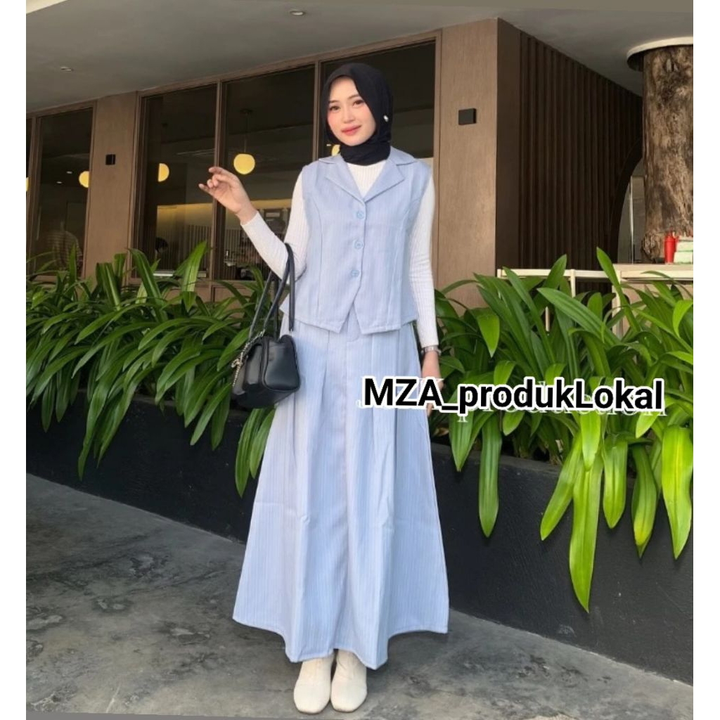 Setelan Vest Rok Korean Style One Set Rompi Dan Skirt Blazer Wanita Casual Formal Kekinian Terbaru. 