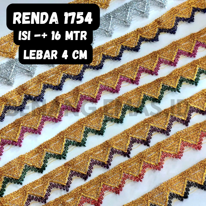 [NEW] RENDA EMAS 1754 TEBAL isi 17 YARD / 16 METER MEWAH RENDA INDIA ADAT EMAS