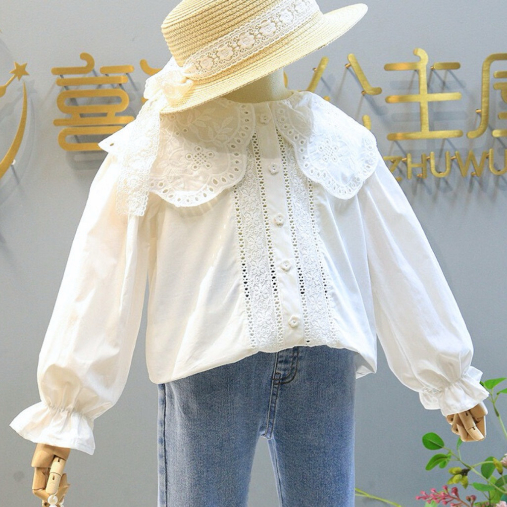 KAOLA - Isella White | Kemeja Balita | Atasan Lengan Panjang Anak Perempuan