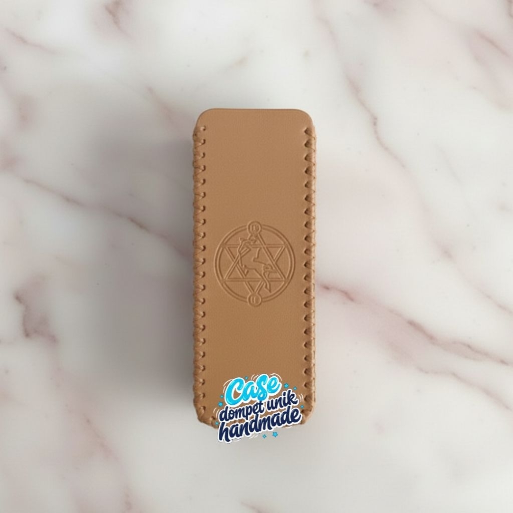 CDUH Dompet PU Leather M 100 Sleeve Case Polos Logo Tan Dompet / Wadah Kunci Koin Dompet Unik Handma