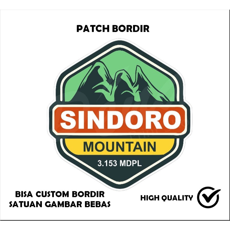 EMBLEM PATCH BORDIR GAMBAR GUNUNG SINDORO MOUNTAIN TESTIMONI-TTB