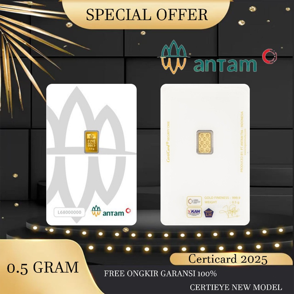 Emas antam Logam mulia 0.5 gram certieye full invoice