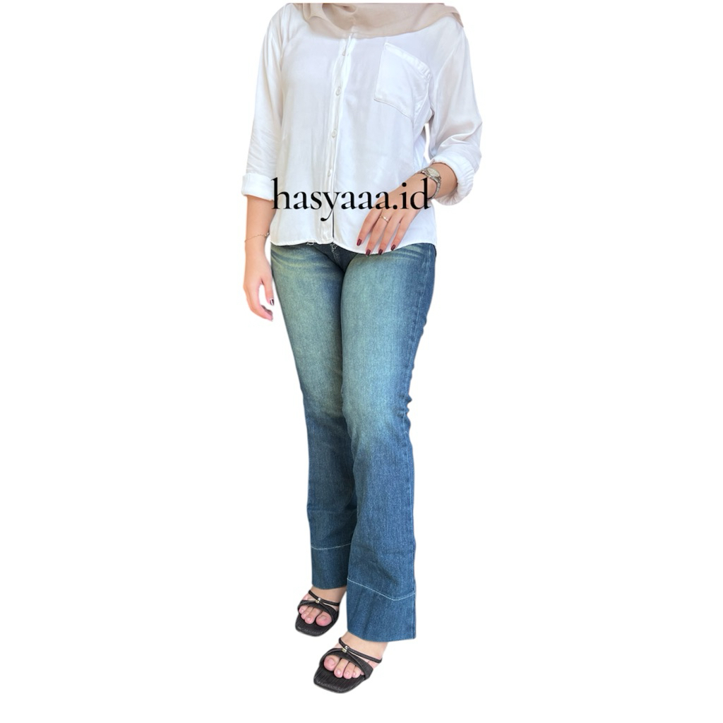 Cutbray Jeans wanita Lipat Lebar - Celana Cutbray Strecht Kekinian - Cutbray Flared