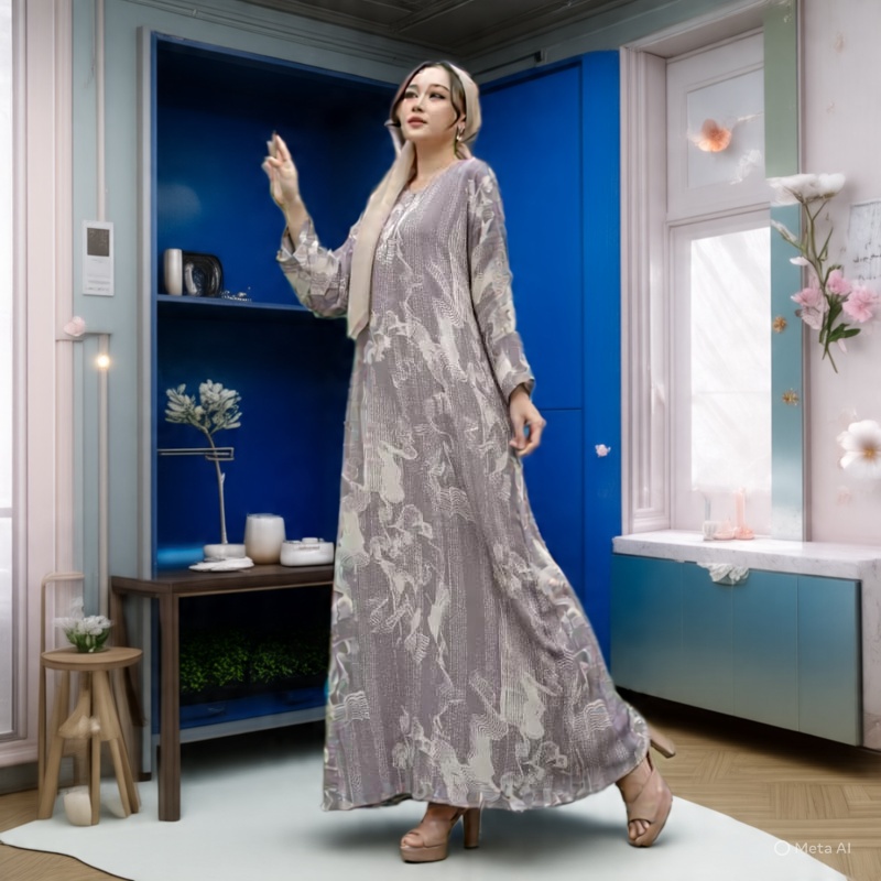 Alila Gamis Abaya Jumbo Busui Friendly Dress Bumil Muslim Ld130 Abaya Alila Gamis Mewah Motif Adem