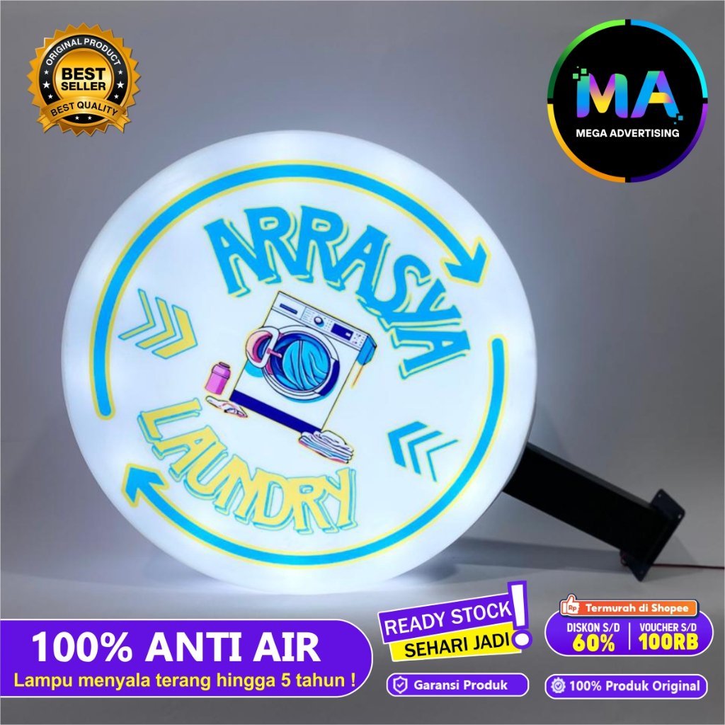 Neon Box Custom Bulat 2 Sisi