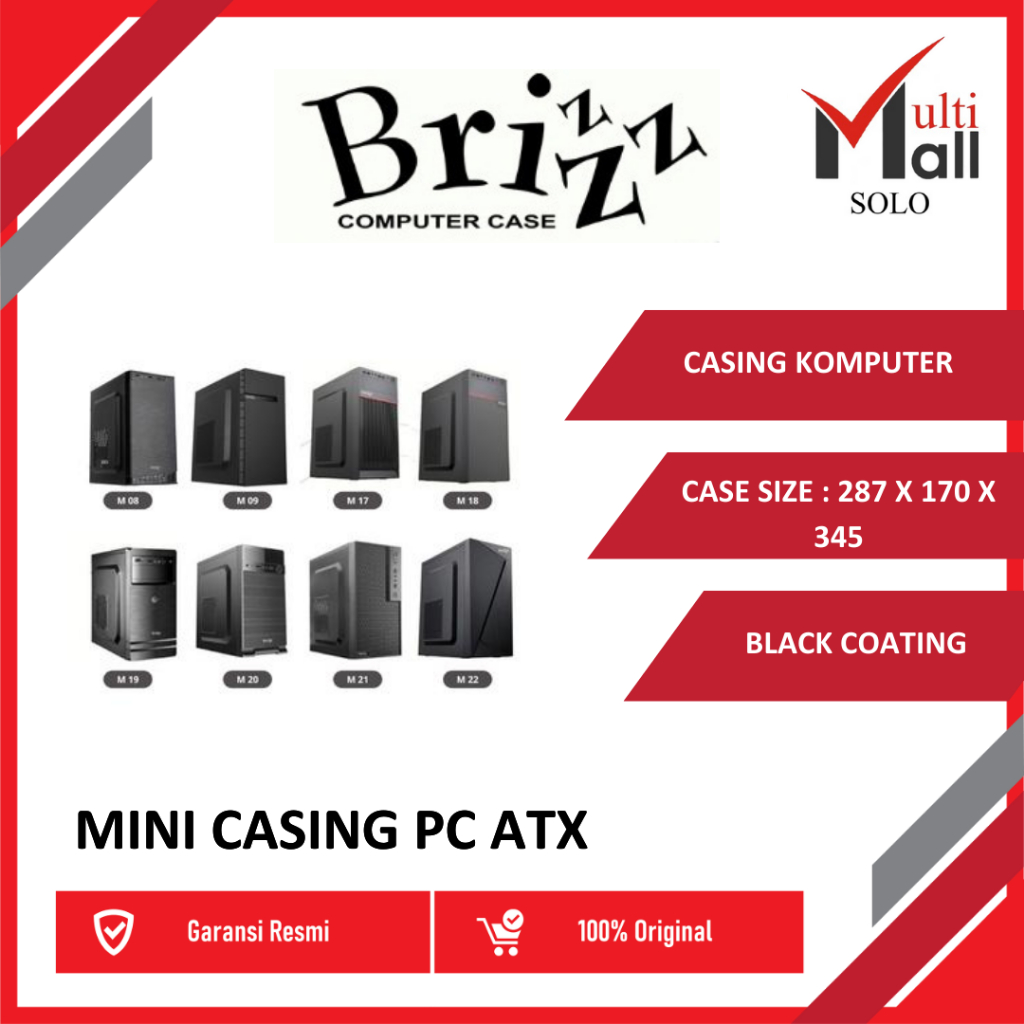 CASING BRIZZ MINI CASING PC ATX PSU 500W, CASING KOMPUTER