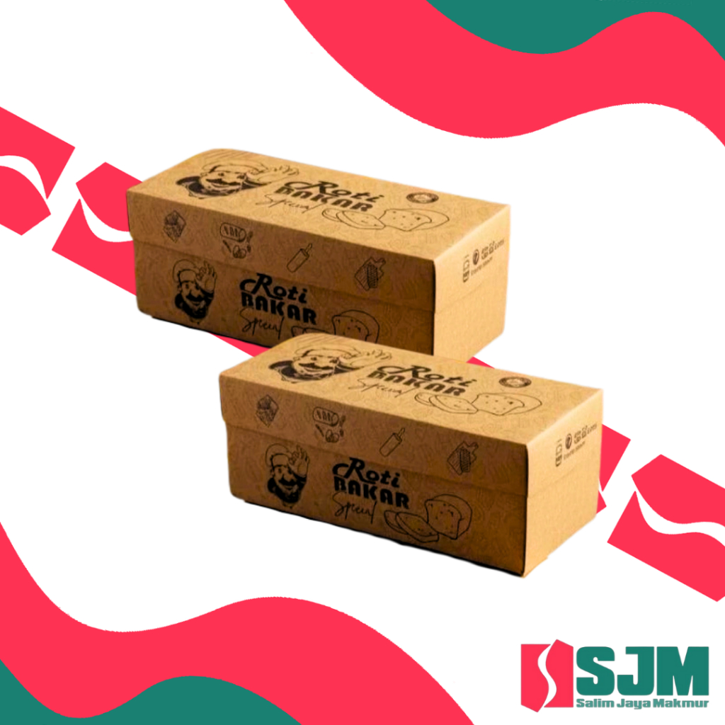 10 Lbr Dus Roti Bakar Kraft Motif SSP 20×9×7,5 cm – Kotak Roti Bakar / Kotak Makanan / Snack Box