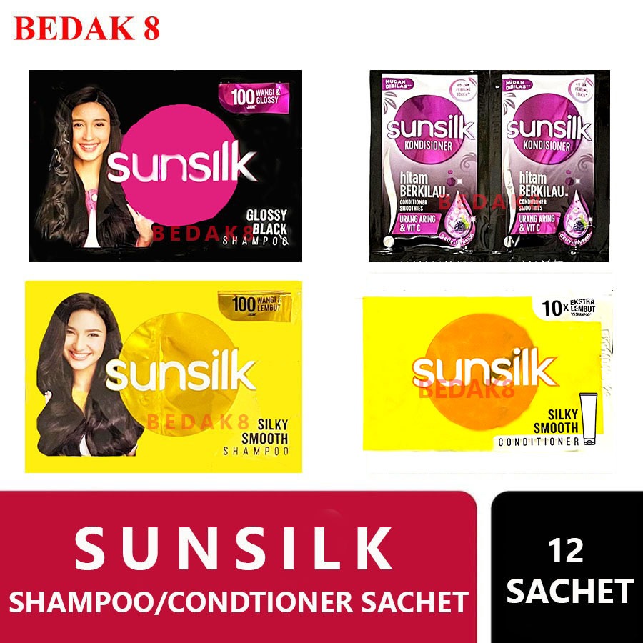 [12 SACHET] SUNSILK Shampoo / Conditioner RENCENG