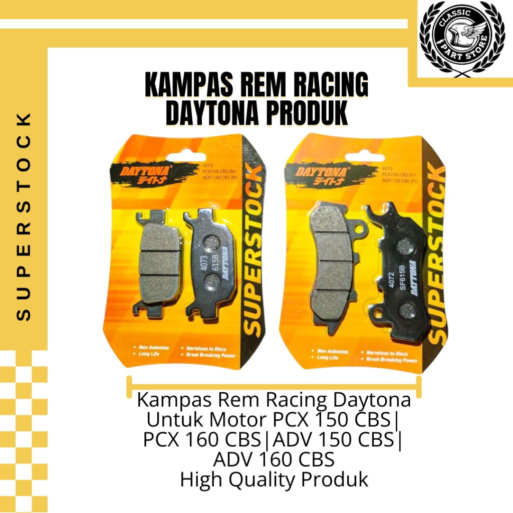 Kampas Rem Daytona Satu Set untuk motor PCX 150 CBS PCX 160 CBS ADV 150 CBS ADV 160 CBS