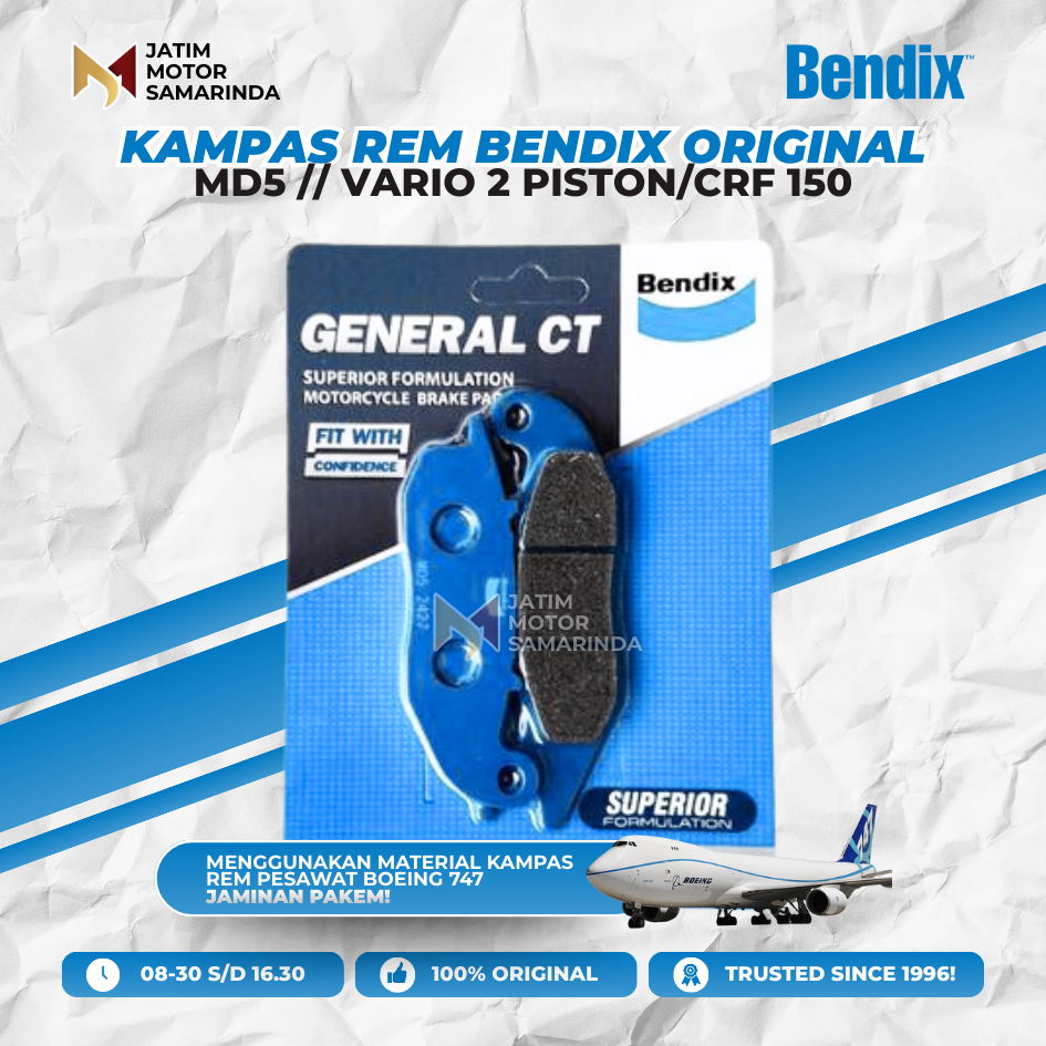 MD5 | Bendix Disc Pad Kampas Rem Cakram Premium Untuk Kaliper Nissin Samurai Kiri ADV 150 160 PCX 15