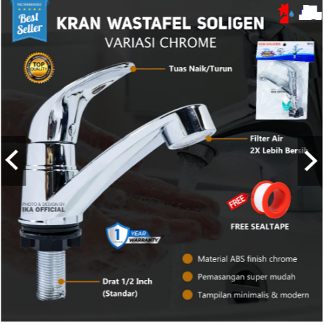Kran WASTAFEL PLASTIK FINISHING CHROME SILVER / ANTI KARAT / Ekonomis kualitas bagus / cuci tangan