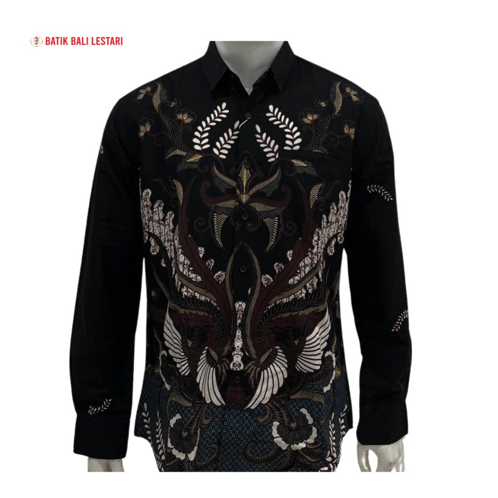 (SALE) Batik Bali Lestari Kemeja Pria Katun Hitam