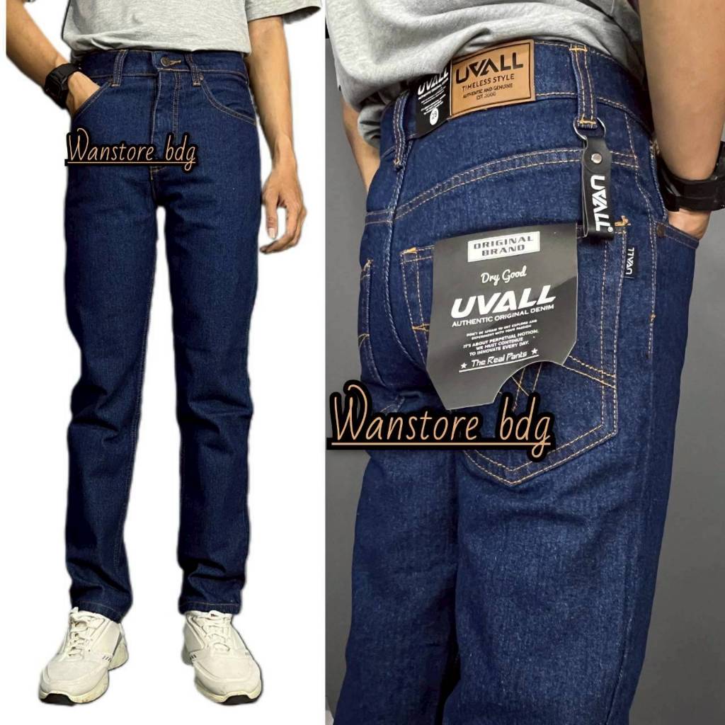 Celana Jeans Pria Model Standar Reguler Original Uvall - Navy Dark Blue (28-38)