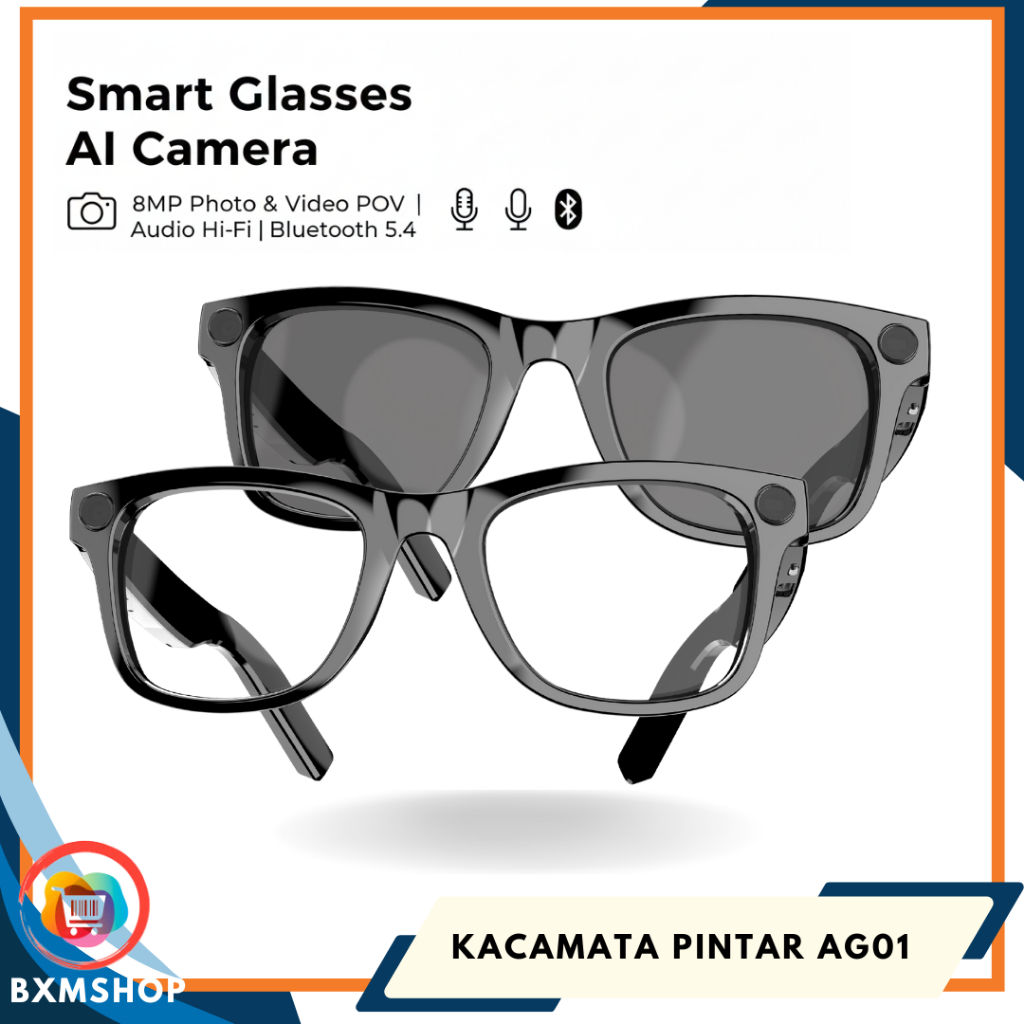 Kacamata Pintar AG01 Kamera 1080P AI Translator Voice Assistant Bluetooth WiFi AI Camera Glasses