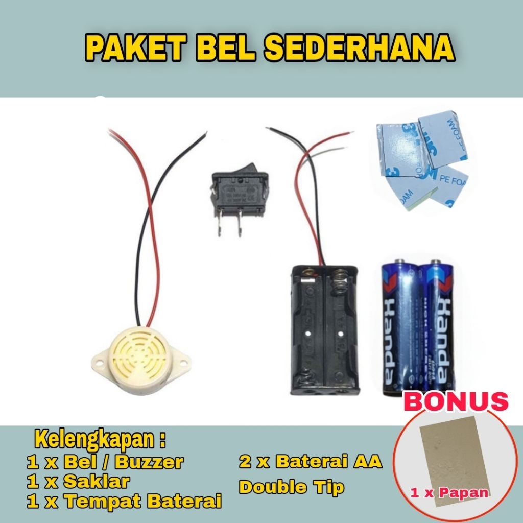 PAKET RANGKAIAN BEL LISTRIK SEDERHANA BAHAN PRAKTEK PRAKARYA ANAK SEKOLAH SD SMP SMA