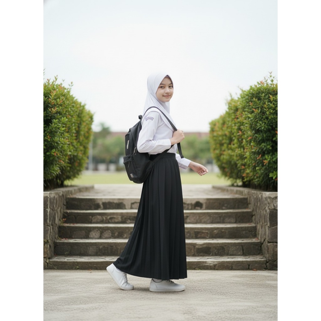 PROMO SERAGAM SEKOLAH SD ROK PANJANG HITAM REMPEL BAHAN DRILL POLOS ANAK PEREMPUAN