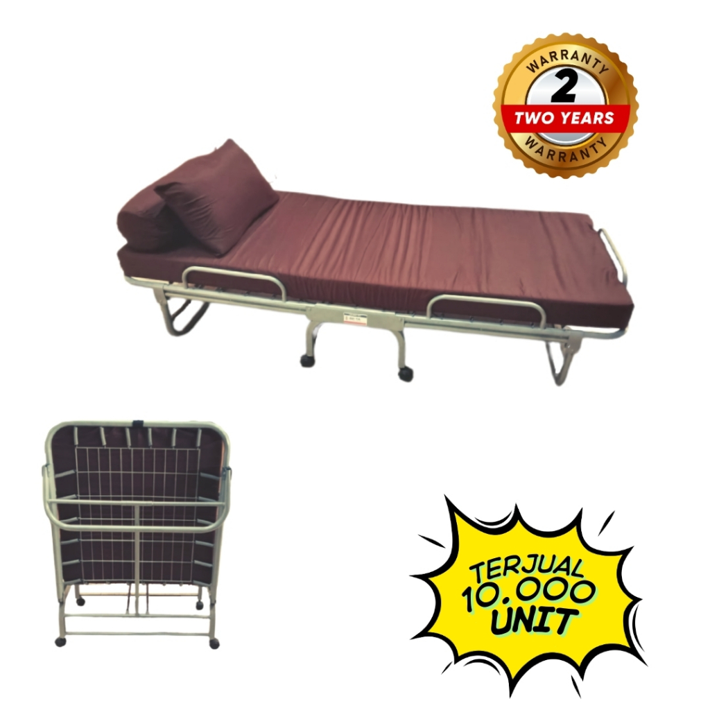 Ranjang Besi Lipat Folding Bed Beta Poppy Warna Brown Modern dan Kuat