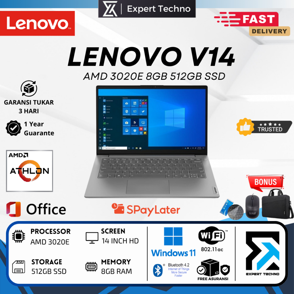LENOVO V14 AMD 3020E 8GB RAM 512GB SSD 14 INCH Windows 11