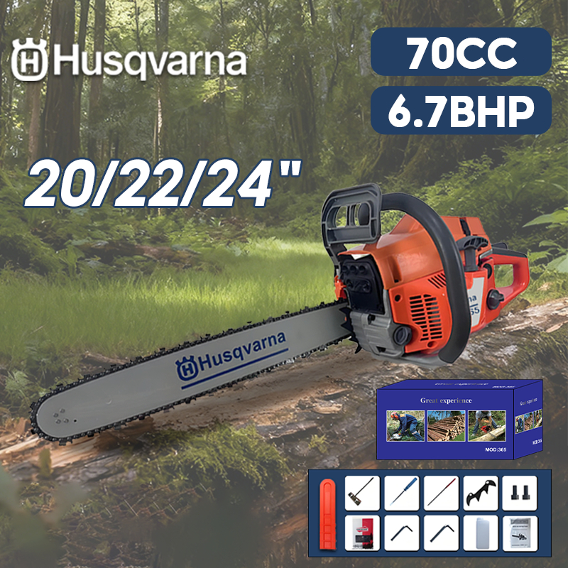 Husqvarna 20/22/24 Inch Mesin Potong Kayu 70CC Senso Chainsaw Mini Gergaji Mesin Potong Kayu