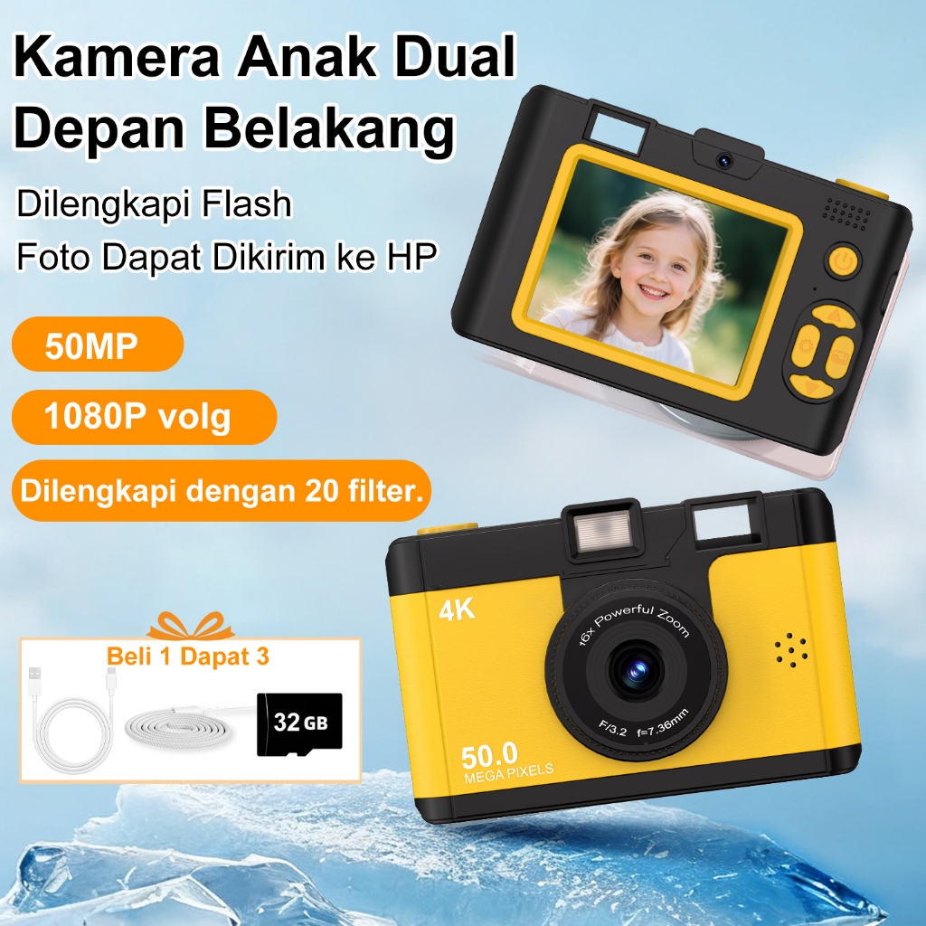 Kamera digital CCD zoom16x 1080P untuk pelajar perjalanan kampus vlog pemula kamera saku kecil M16
