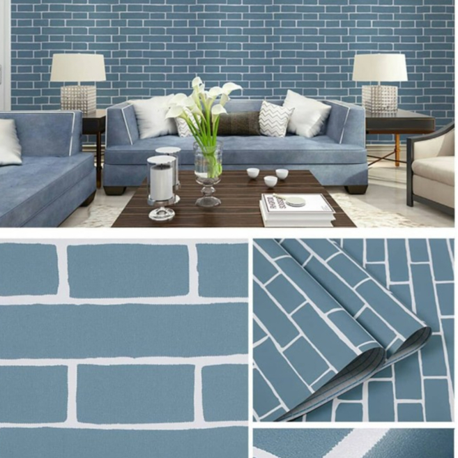 Wallpaper Dinding / Wallpaper Sticker BATA BIRU List PUTIH