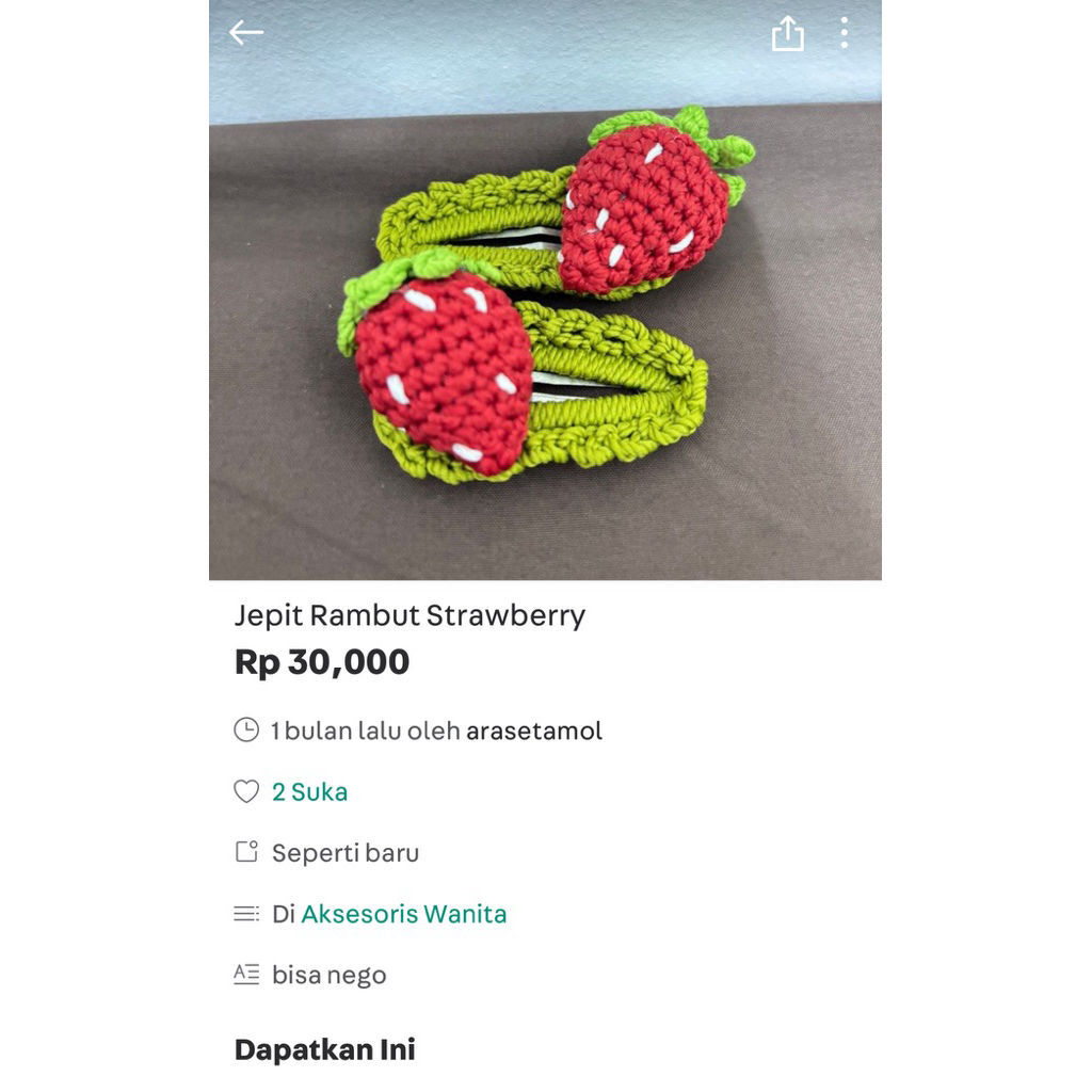 Jepit Rambut Strawberry