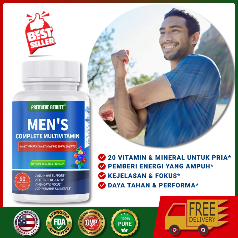 Multivitamin Pria untuk Kesehatan Jantung dan Kekebalan Tubuh, 60 Sachet