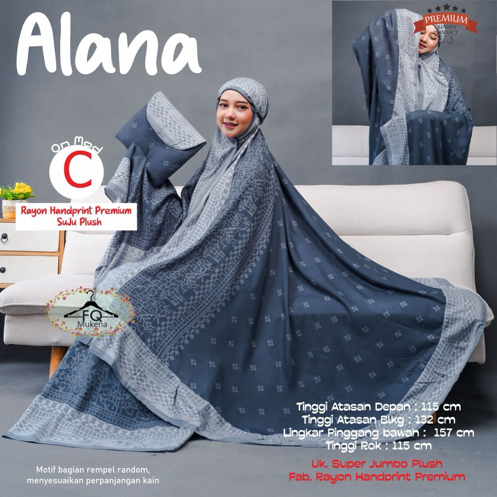 Mukena Alana Super Jumbo Mukena Jumbo Rayon Premium Motif Handprint Premium