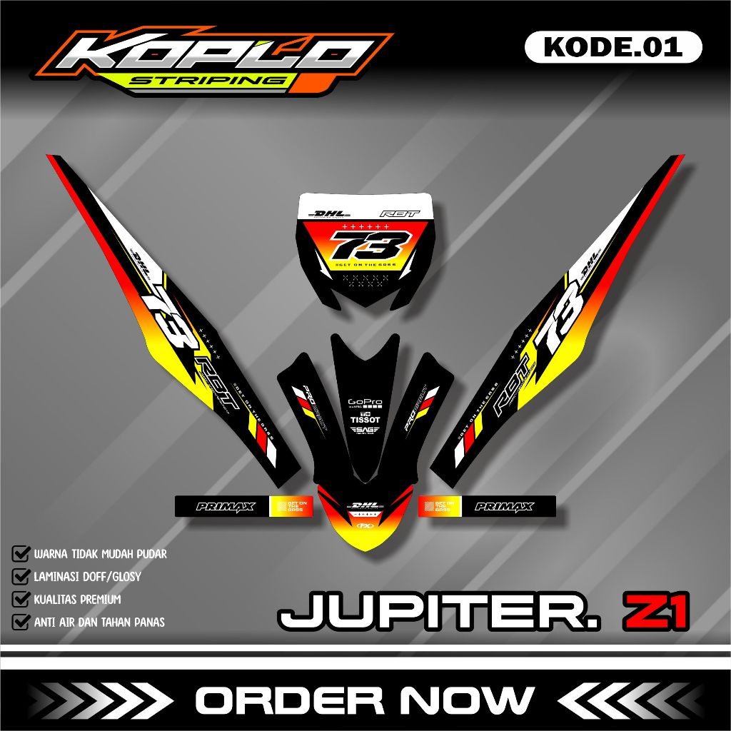 Decal Sticker RBT Motor Jupiter Z1 - Striping Motor RBT Bebek Modif Supermoto Terbaru KPL.01