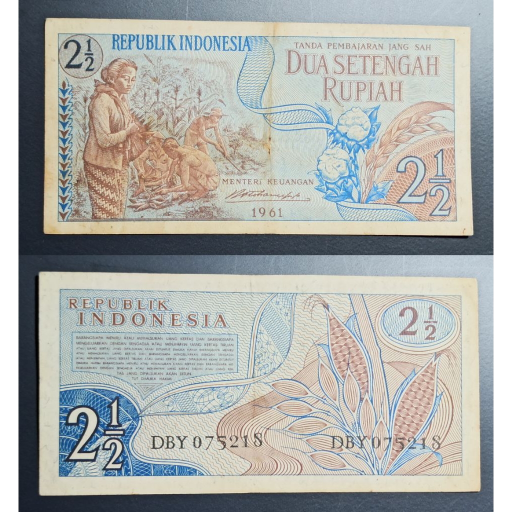 uang kuno Indonesia 2½ rp jagung 1961 p2448