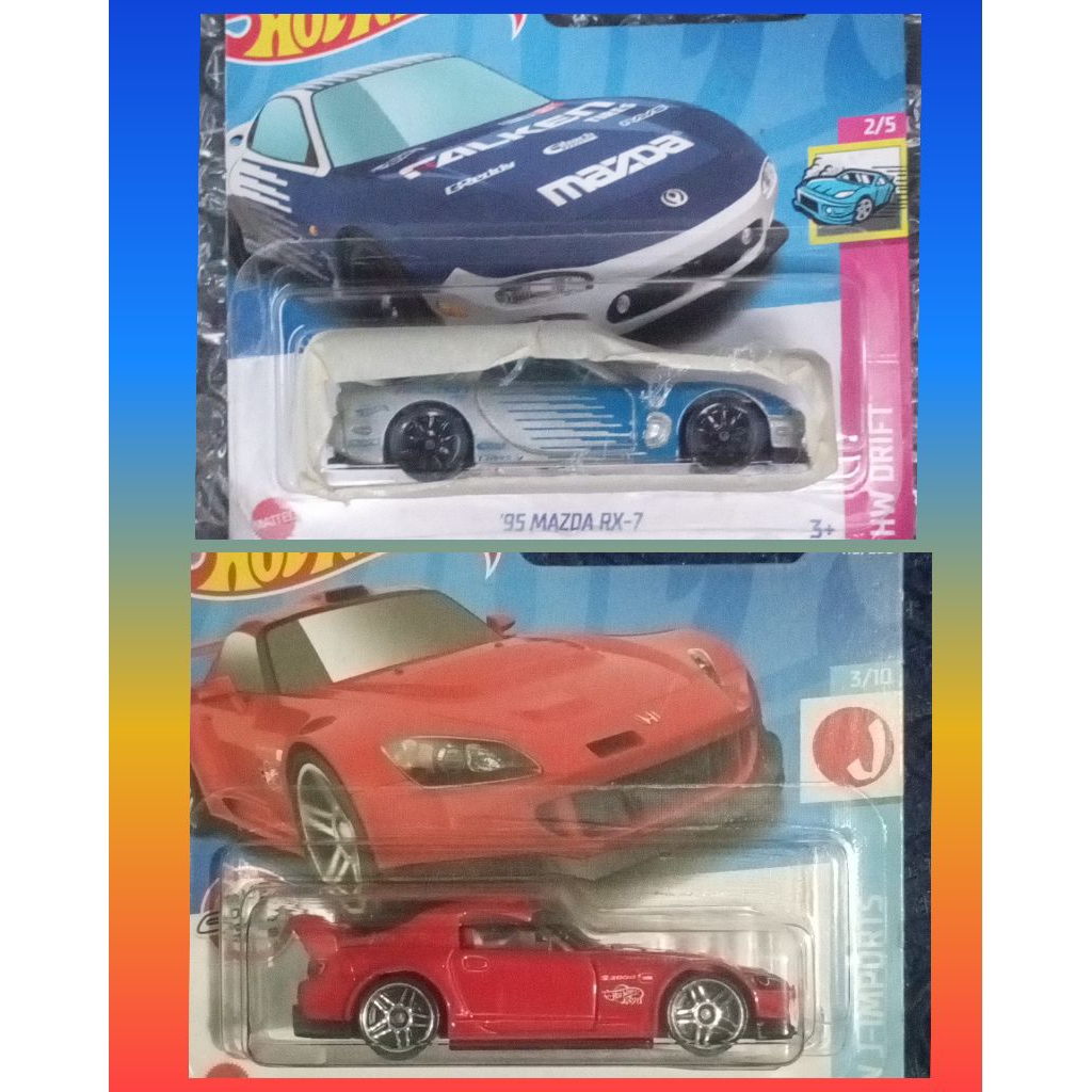 hot Wheels paket Honda S2000 short card & Mazda RX 7 falken short card