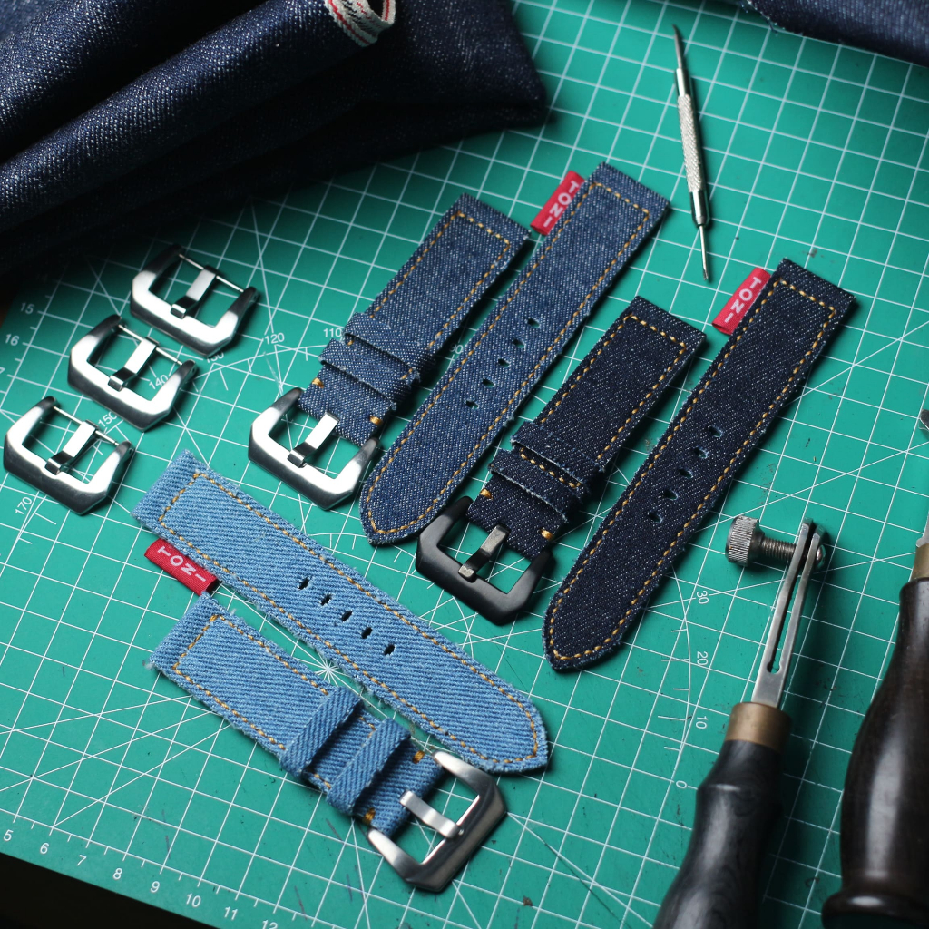 Strap Jam Tangan Bahan Japanese Denim "Japanese Denim Classic Blue"