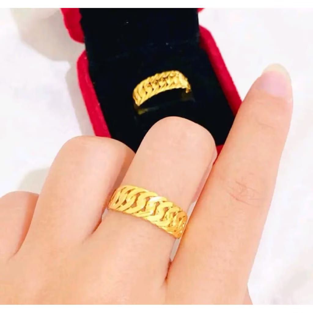 Cincin Rantai Lapis Emas 24k Berkualitas Anti Karat & Tidak Luntur [0188]