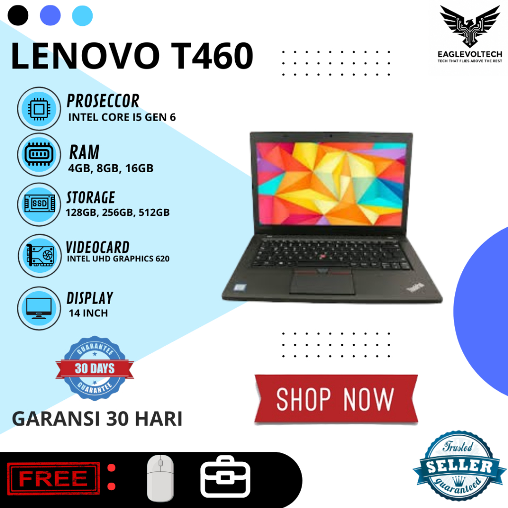 Laptop Lenovo Thinkpad T460 Core i5 Gen 6 Murah Bergaransi
