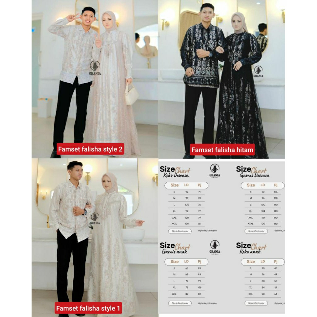 GHANIA PREMIUM FALISHA COUPLE RAYYA SERIES dress only/koko only gamis muslimah dewasa remaja