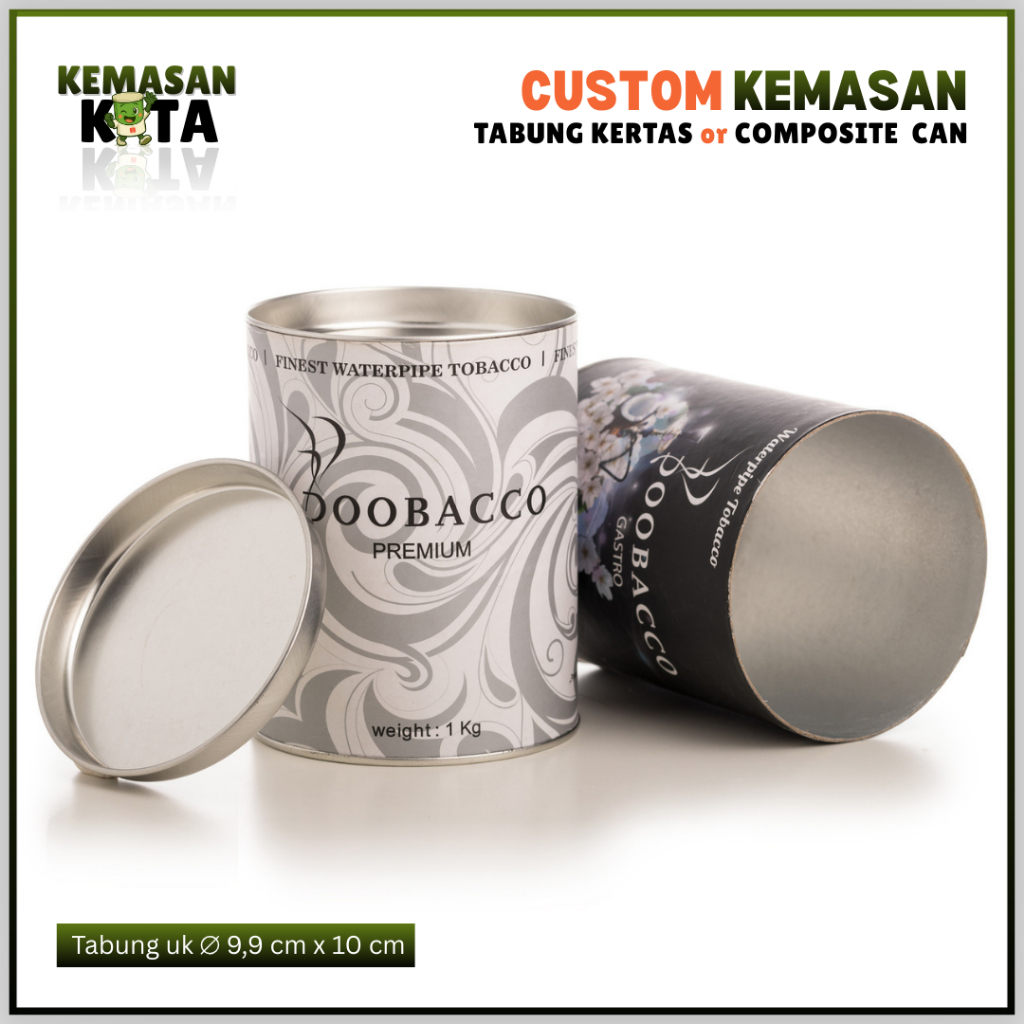Tabung Kertas / Composite Can Premium Food-Grade 9,9 x 10 cm | Kemasan Aluma Custom Polos / Cetak Pr