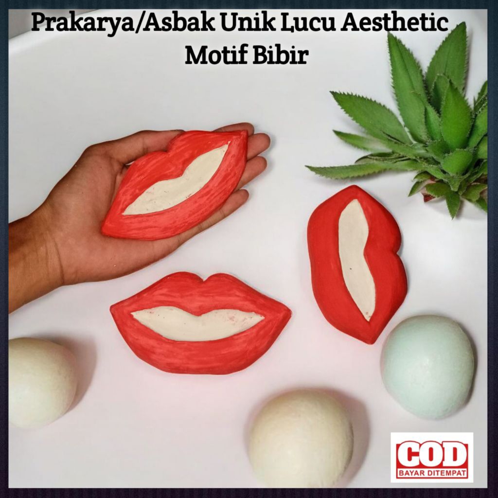 Kerajinan Tangan Asbak Mini Unik Lucu Aesthetic Motif Bibir