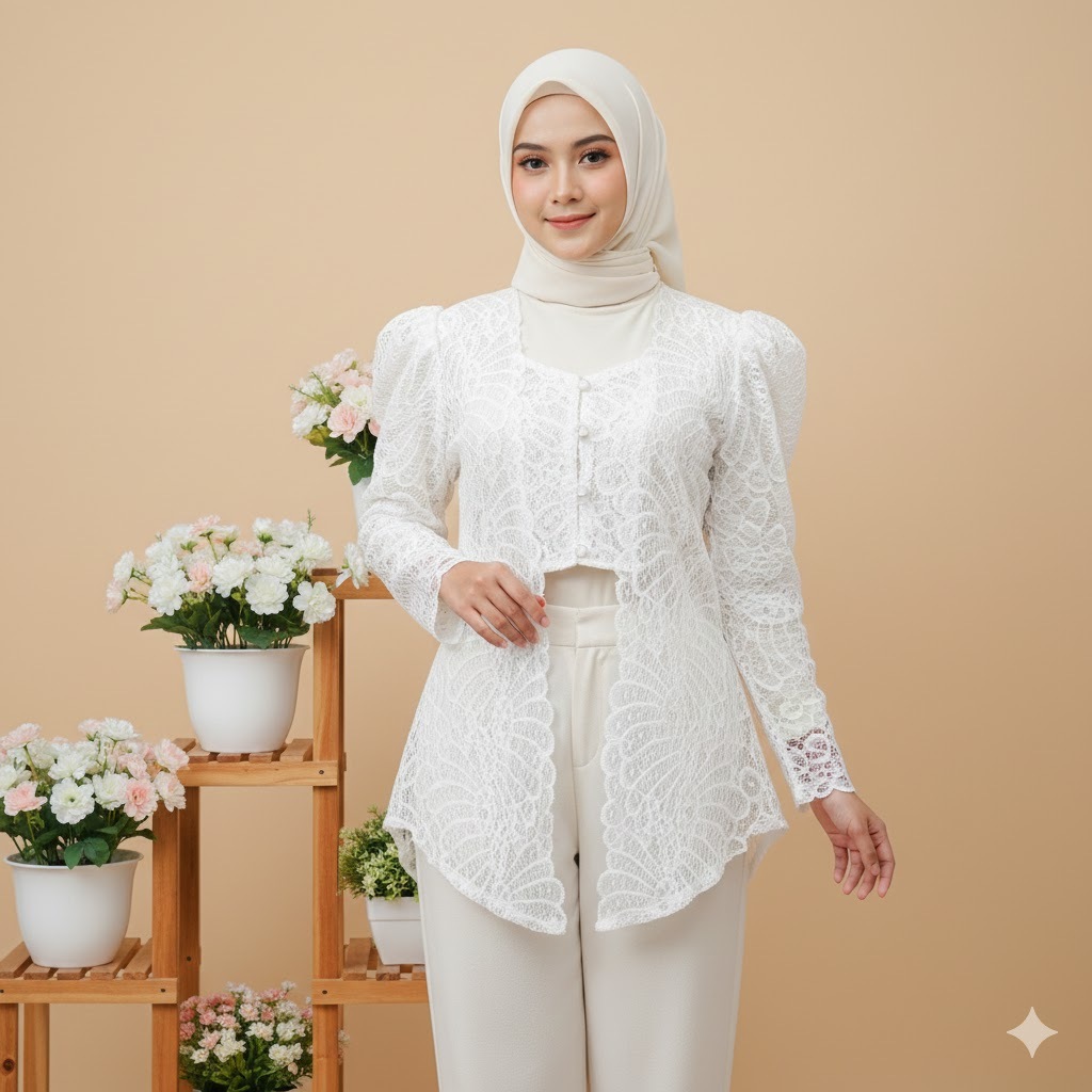 Savira kebaya kutu baru modern tangan panjang/Outer kebaya brukat/Atasan kebaya wanita kekinian
