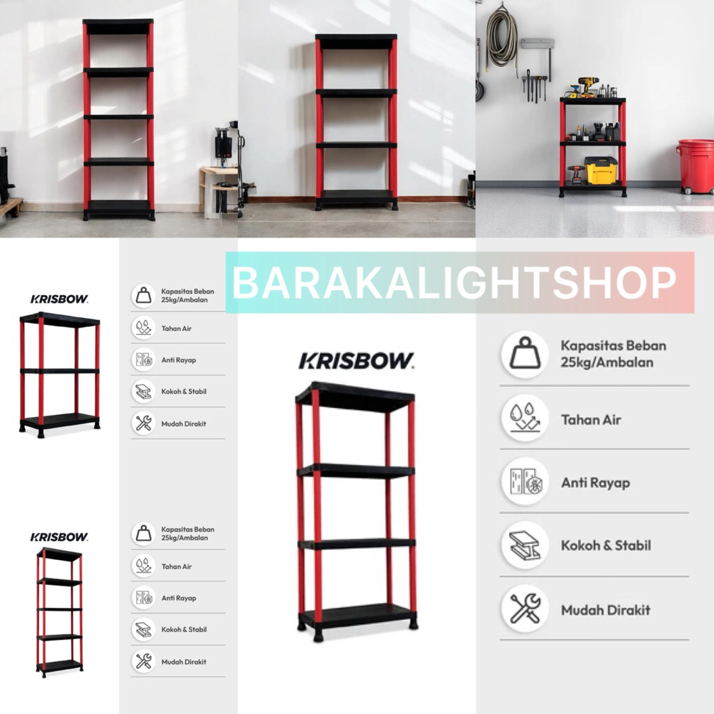 KRISBOW VIENNA RAK PENYIMPANAN SERBAGUNA 3, 4 , 5 TINGKAT HITAM/AZKO KRISBOW VIENNA 3 SHELF 61X31X91