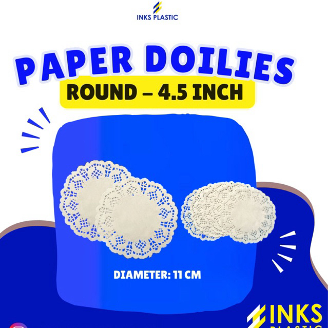 PAPER DOILIES ROUND 4,5 INCH BULAT KERTAS RENDA ALAS KUE 3.5 INCH