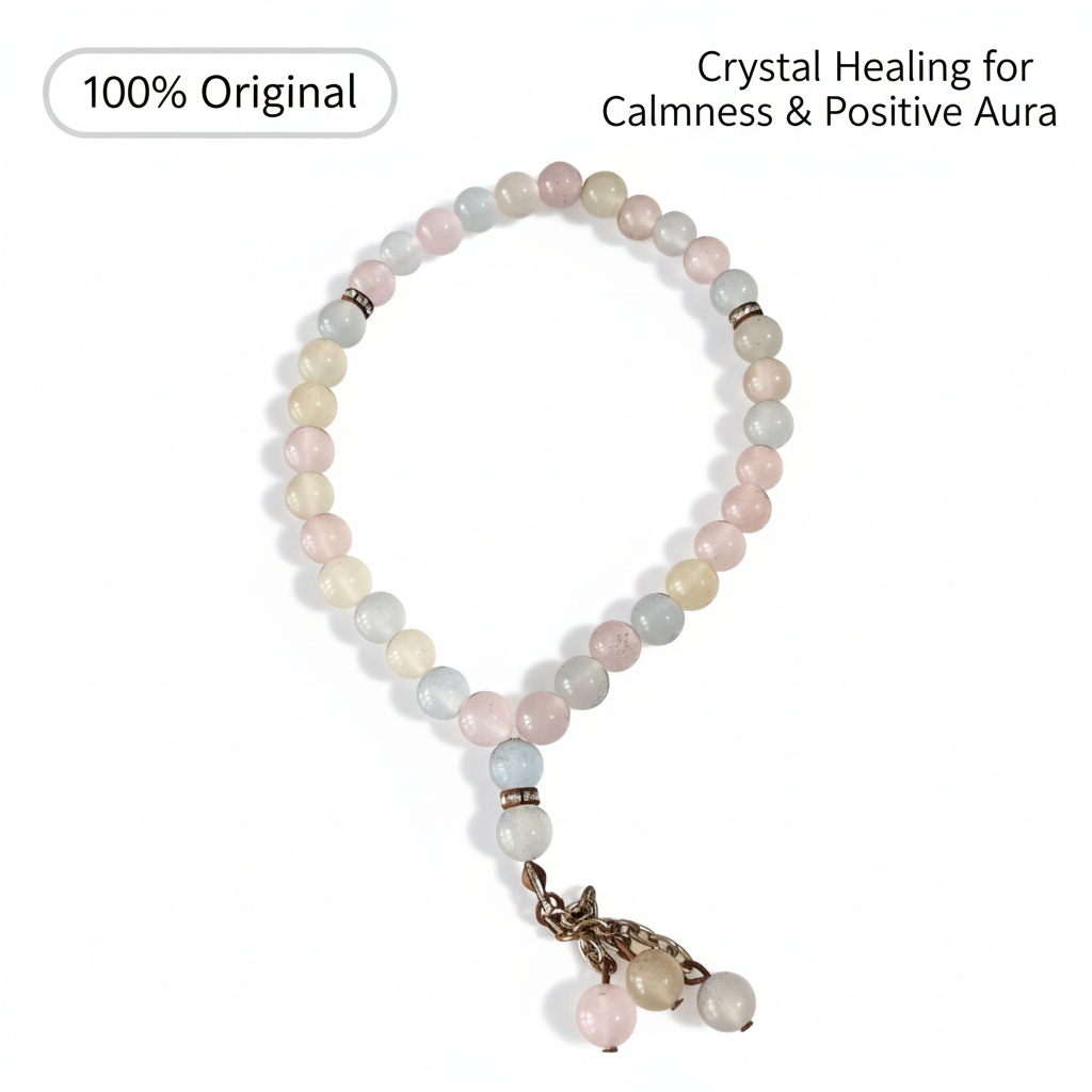 Tasbih Batu Alam Morganite Asli - 33 Butir Pastel Series - Gelang Tasbih Wanita Premium & Estetik