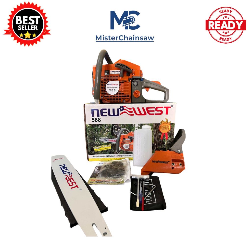Mesin Gergaji Kayu Chainsaw New West 588 Bar 22” – Mesin Gergaji Kayu Fullset Komplit