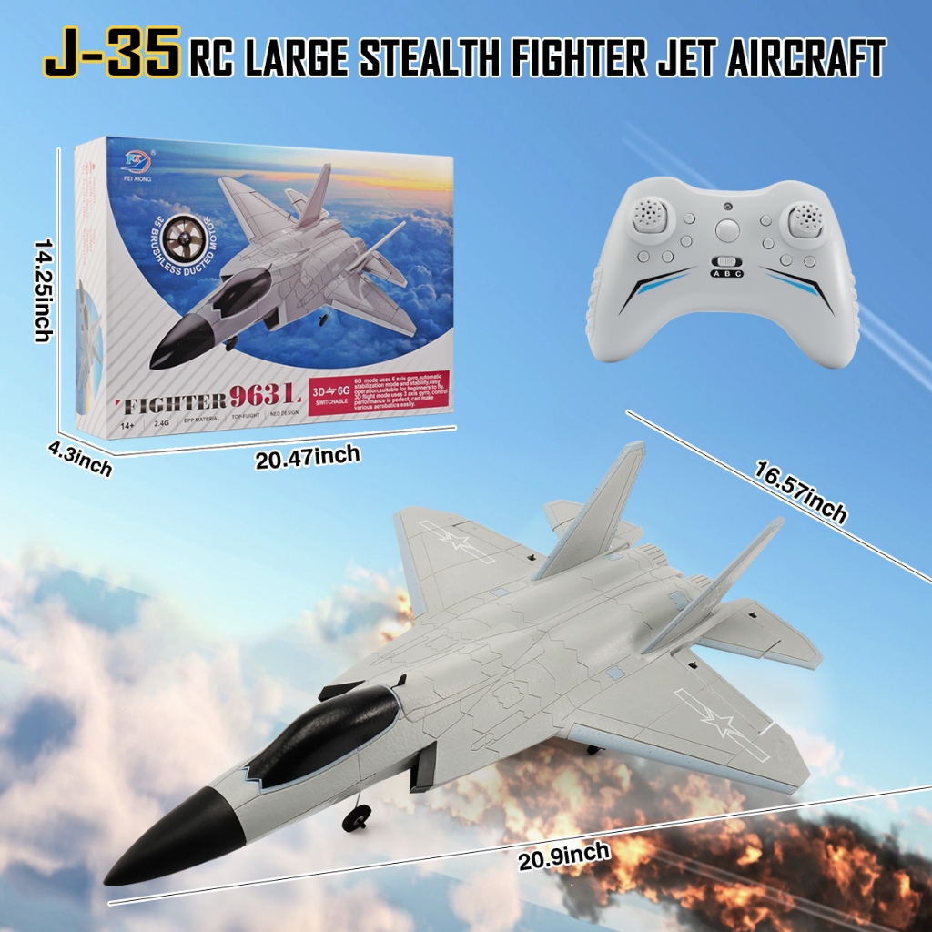 FX9631 rc plane brushless 35mm ducted 4ch gyroscope 3D 6G RTF 200m pesawat rc jet J35 fighter