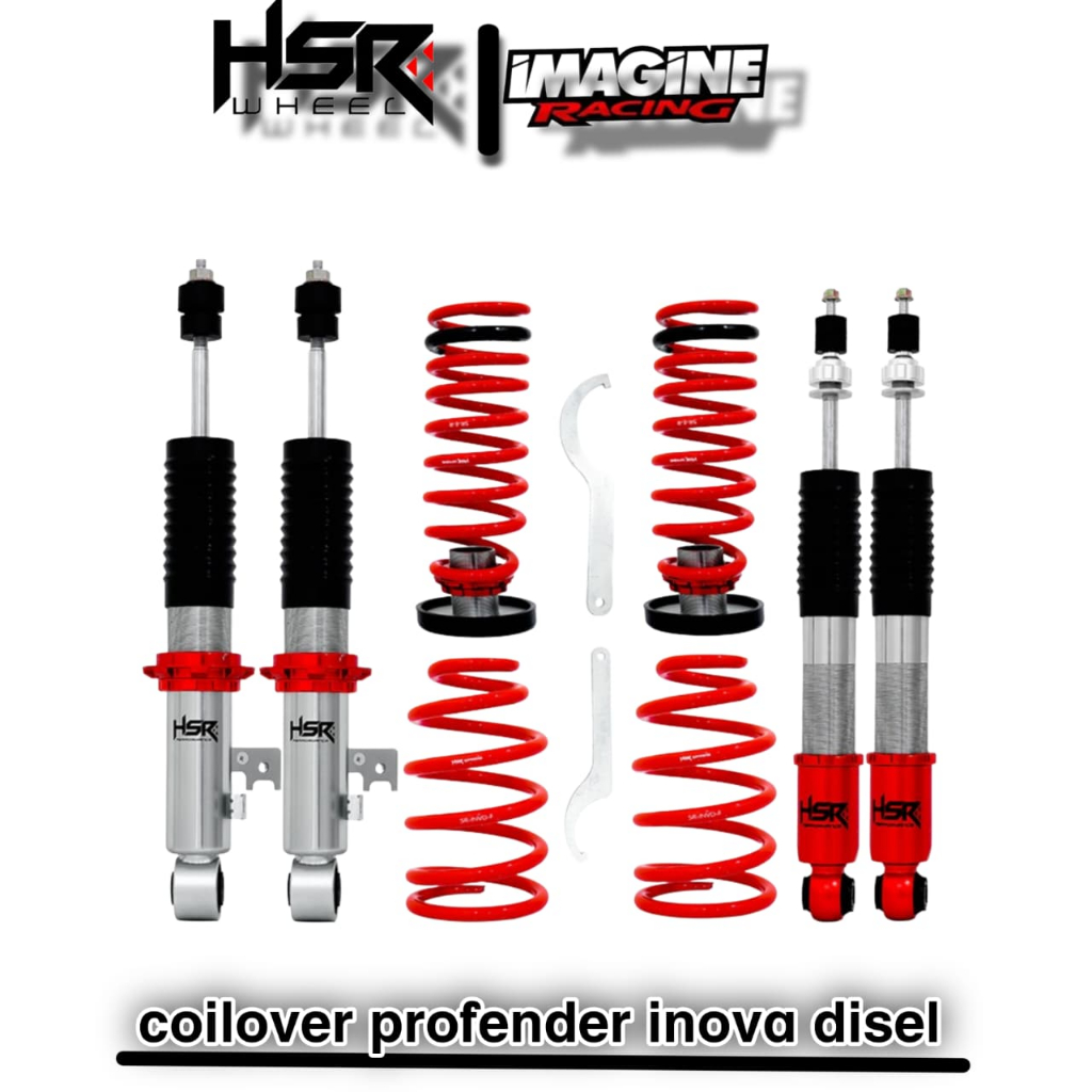 COILOVER HSR RED FRONT REAR TOYOTA INNOVA DIESEL BERKWALITAS
