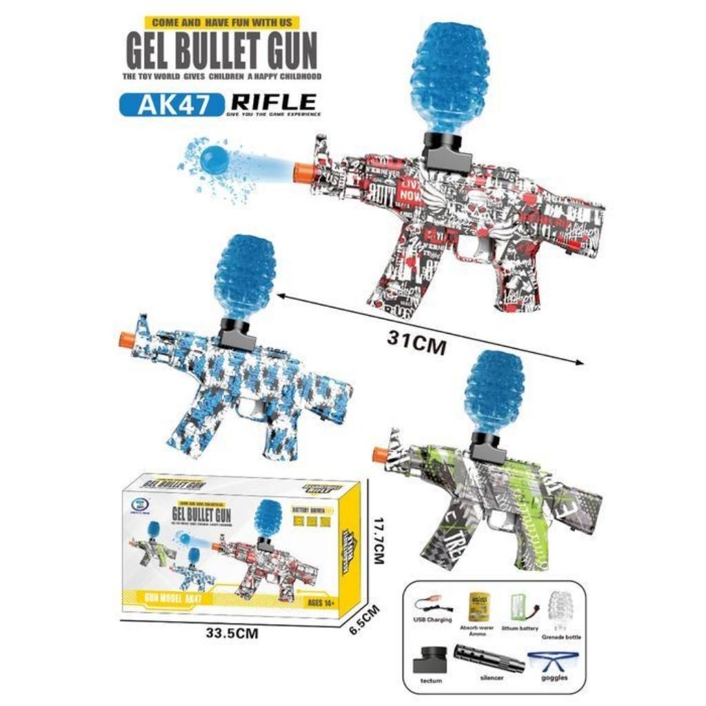 TERKOMPLIT mainan anak tembakan shoft gun peluru gell elektrik usb charger auto m146-ak47 terbaru