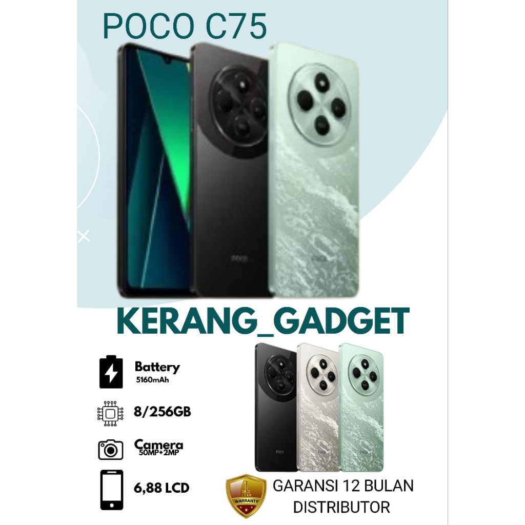 HP POCO C75 RAM 8/256 GARANSI 12 BULAN